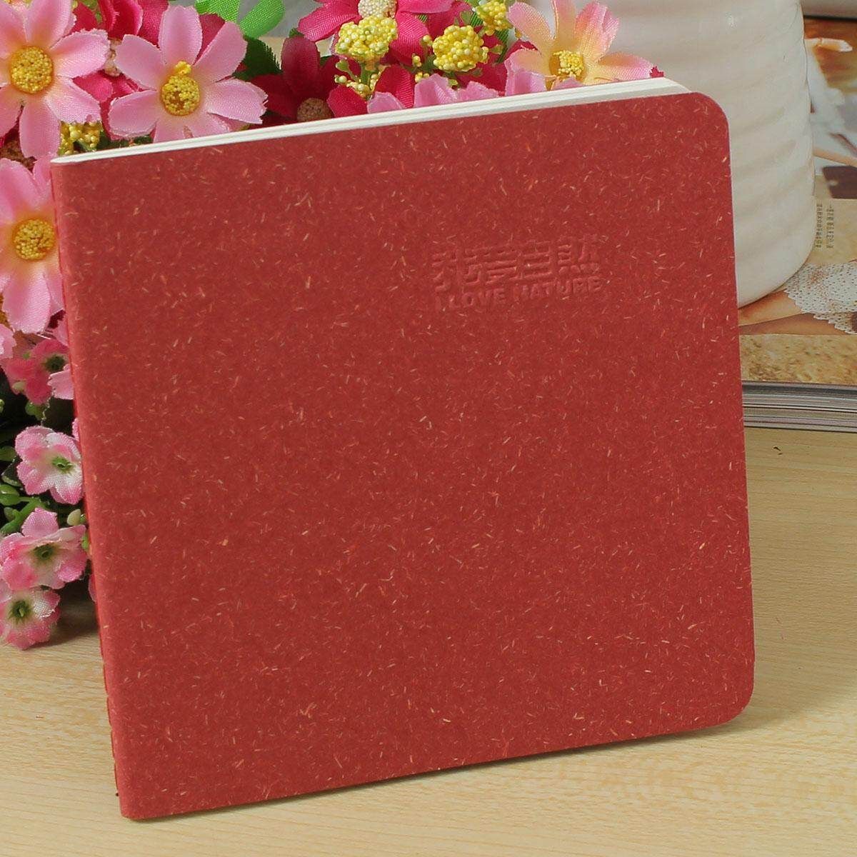 1Pcs Vintage Retro Style Solid Notebook Paper Notepad Pockets Notepad Diary Sketchbook Stationery Office School Supplies Red