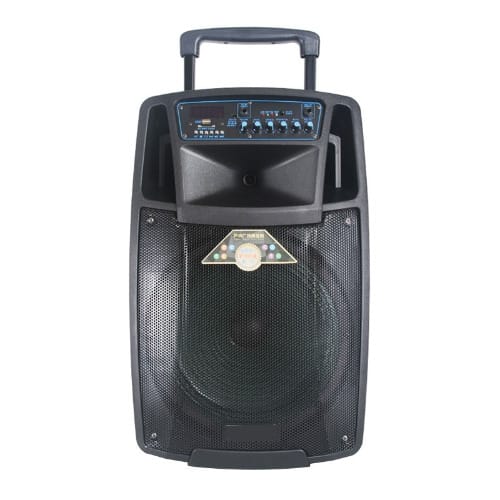 15 Trolley Rechargeable Pa Speaker With Two Wireless Mics Bluetooth USB  FM Radio