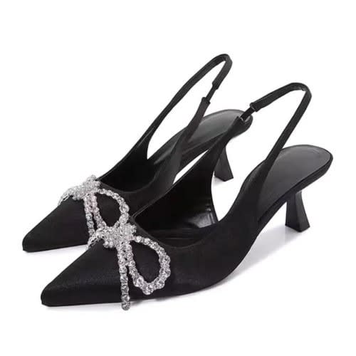 Ladies Cover Front Heeled Sandal - Black