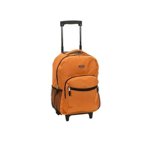 Double Handle Rolling  Backpack - Orange