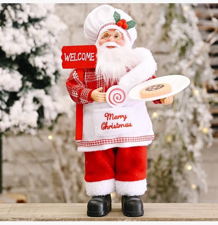 Christmas Celebration Decoration Standing Pose Santa Claus Doll Christmas Backpack Old Man Doll Decoration Standing Santa Claus Doll Chef No Cookies