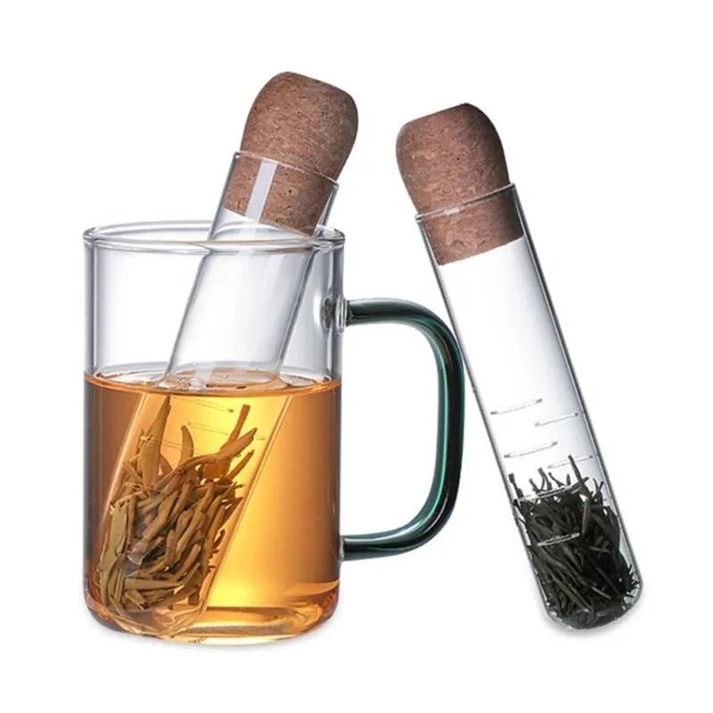 Cork Glass Bottle Transparent Tea Strainer Mini Empty Bottle Tea Infuser Tube Brewing Test Tube for Home Party Office