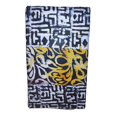 Handcrafted Batik Cotton Fabric  Brocade - Navy & Yellow - 5 Yards