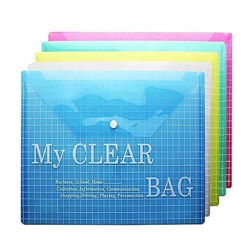 12 In 1 Pack A4 Clear Bag Plastic Popper Files Folder
