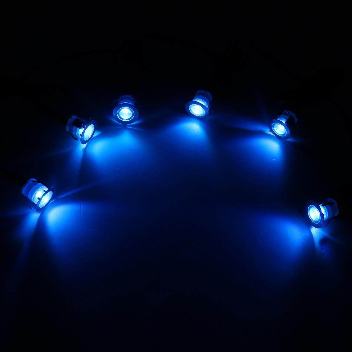 Pack Of 6 Low Voltage LED Deck Lights Kit Waterproof Recessed Deck Lamp Outdoor Yard Garden Pathway Patio Step Stairs Landscape Decor LED In-ground Lighting RGB AC85-265V EU Plug European Standard RGB