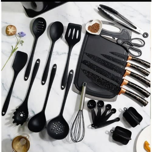 Silicone Kitchenware Set / Silicon Cooking Spoon Set - Black - 25pcs