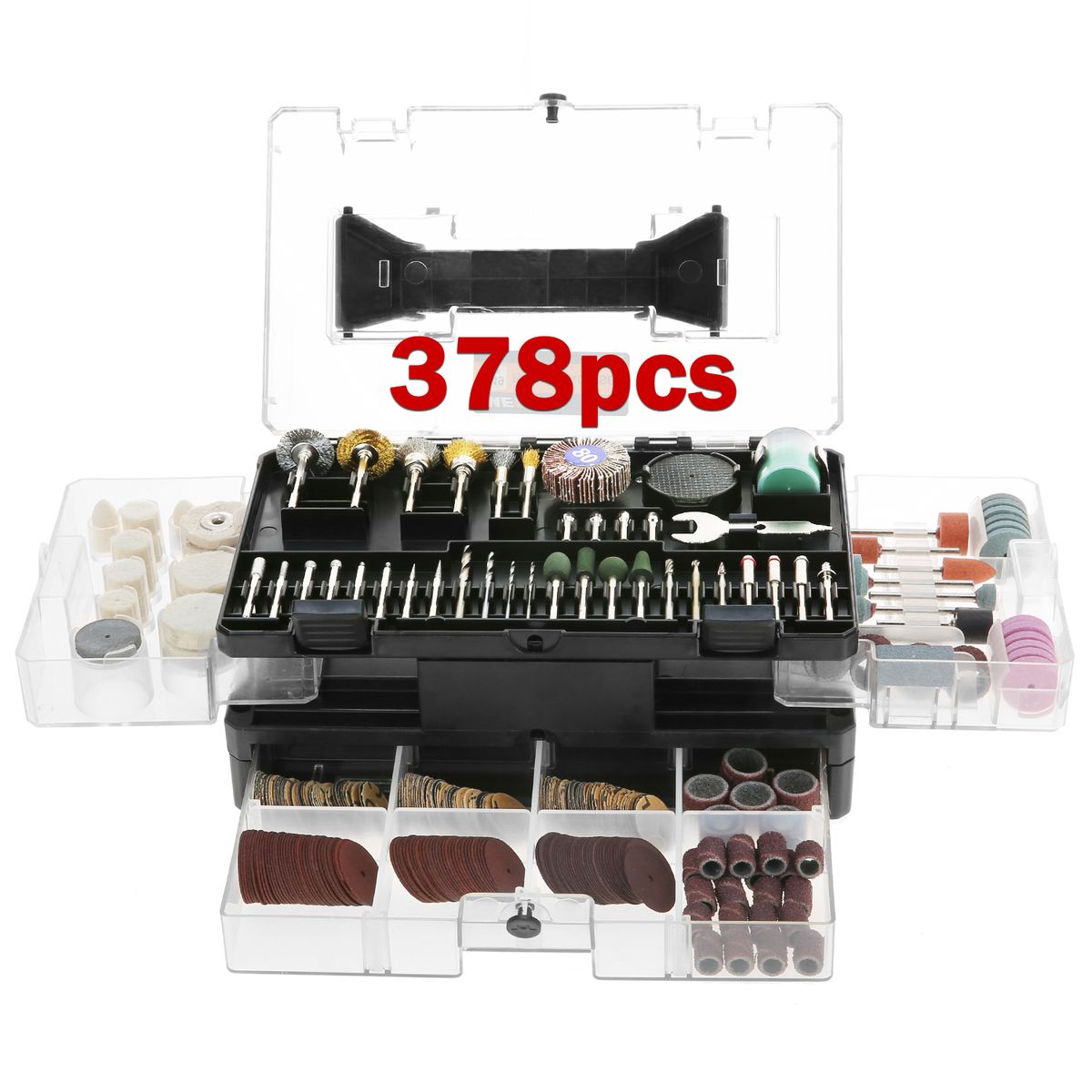 378pcs Rotary Tool Accessories Kit. Including Polishing Wax,