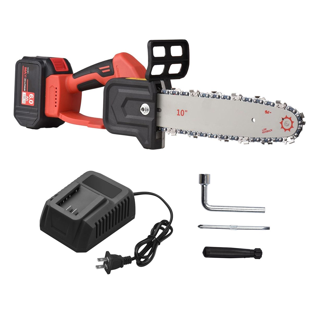 21V Brushless Mini Cordless Chainsaw 10-inch Electric Chain