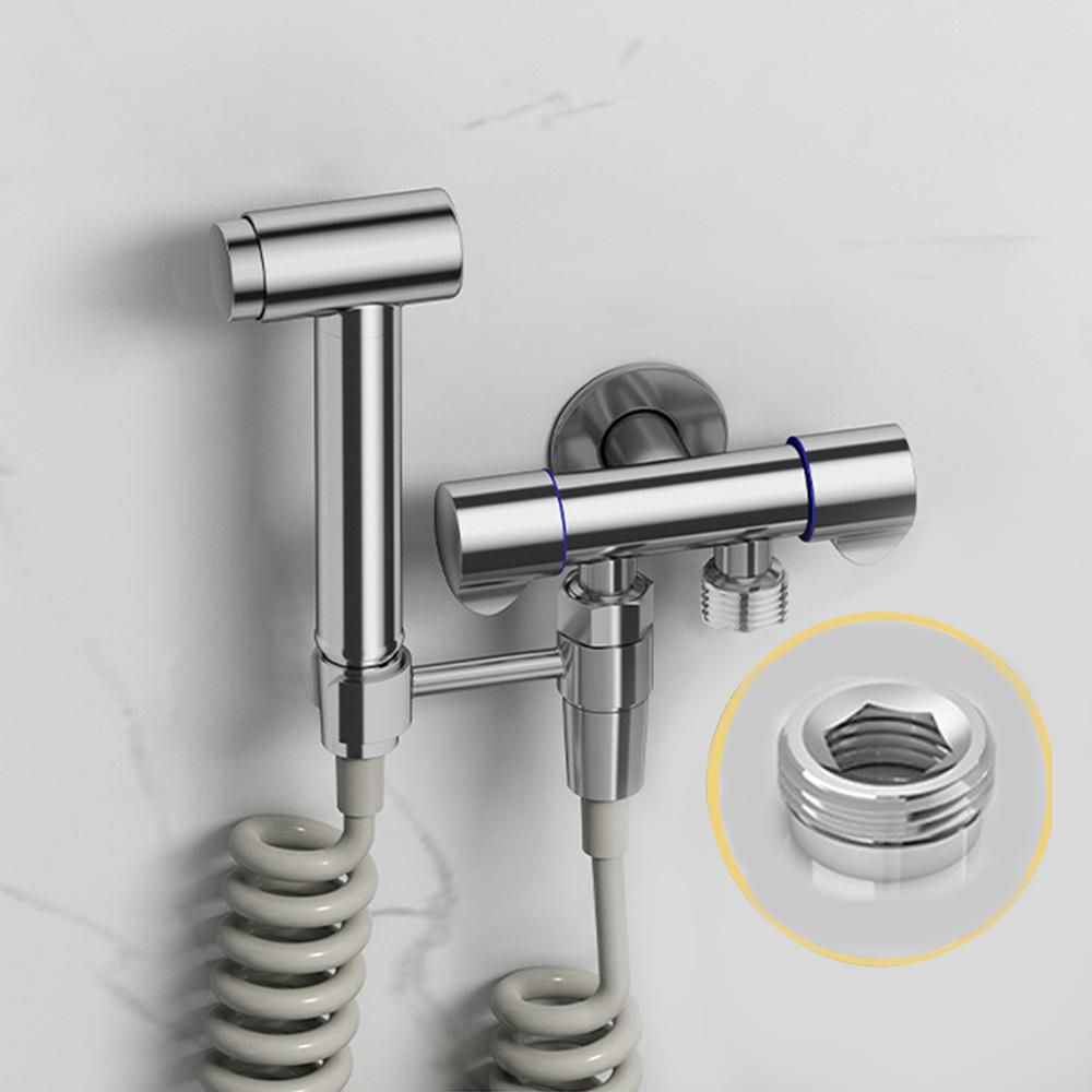 Bidet Sprayer Set Bidet Sprayer for Toilet   Bidet Sprayer Kit Stainless Steel Bidet Attachment for Toilet and Wall Mounting Options, Multifunctional   Bidet for Personal Washing, Cleaning Things.(Silver-C)