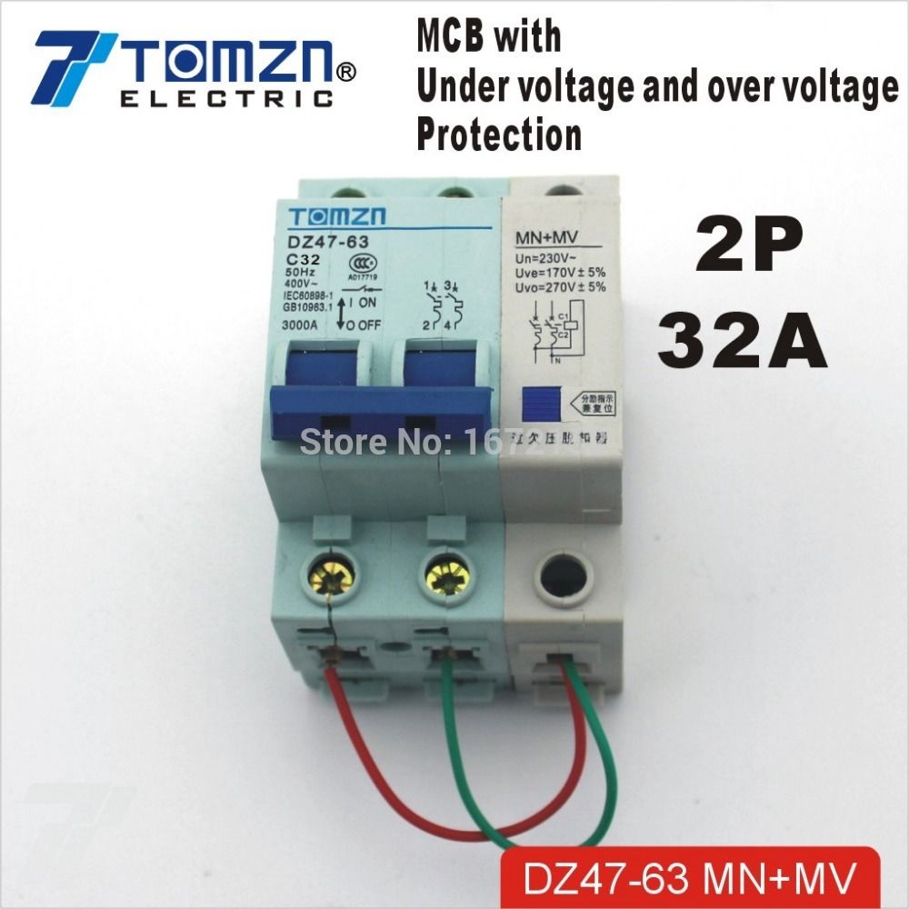 With 32A Over MCB Voltage 400V~ 2P Under And 60HZ 50HZ