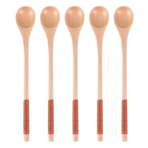 5 Pcs Wooden Spoons Cooking Spoons Eating Spoons