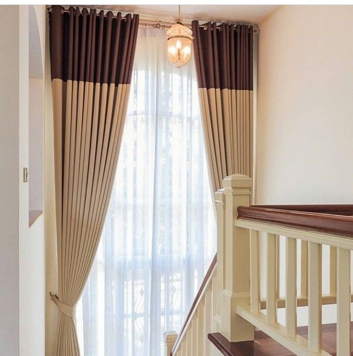 NC-7.5ft By 7.5ft Plain Window Woven Curtain Gold And Brown