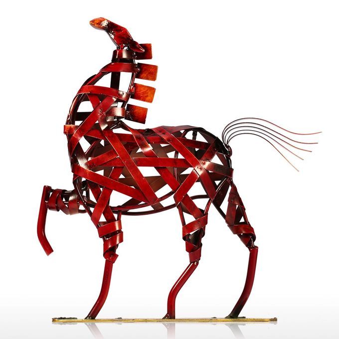 TOOARTS Metal Sculpture Metal Weaving Horse Home Furnishing-