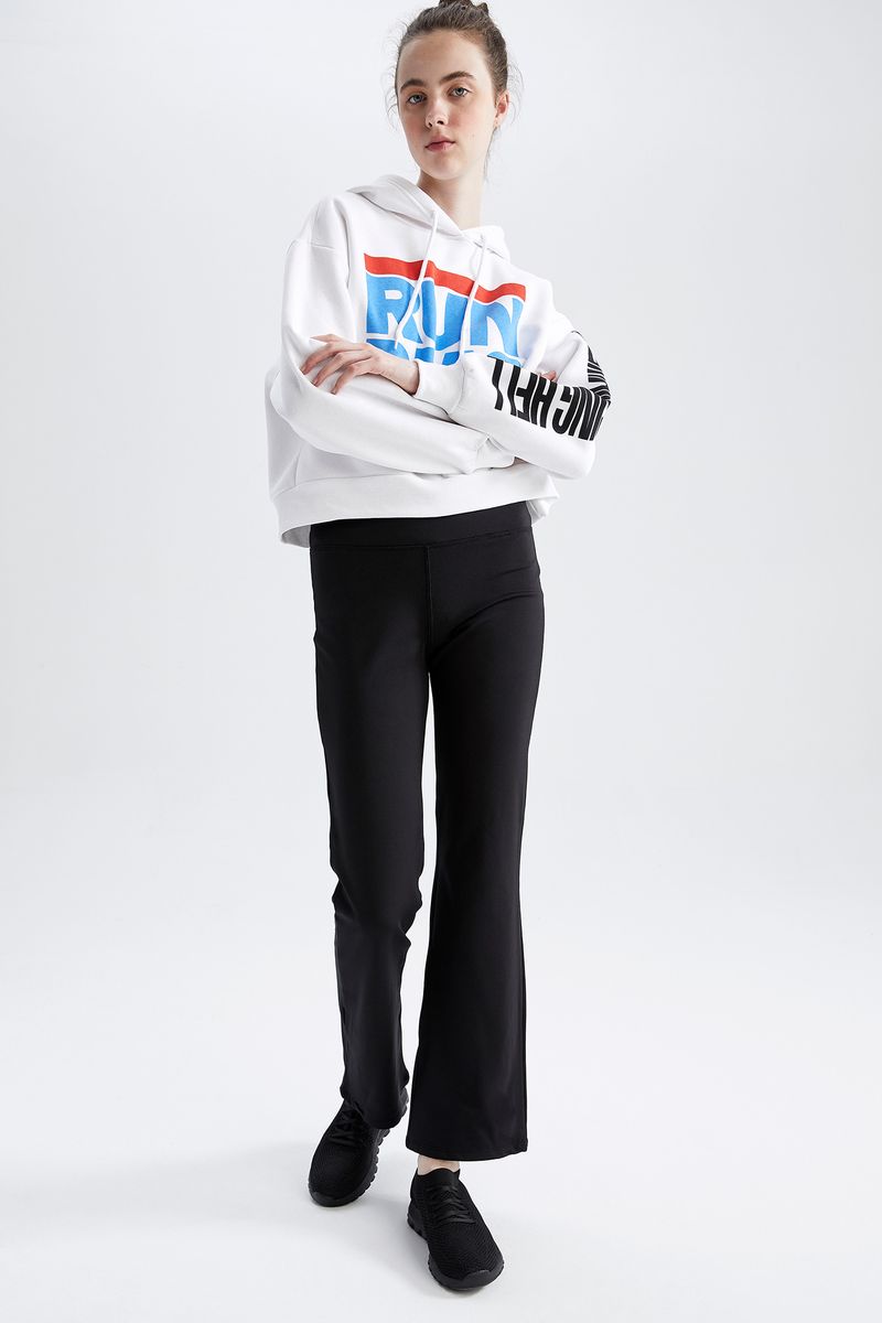 Woman Wide Leg Knitted Trousers-Black