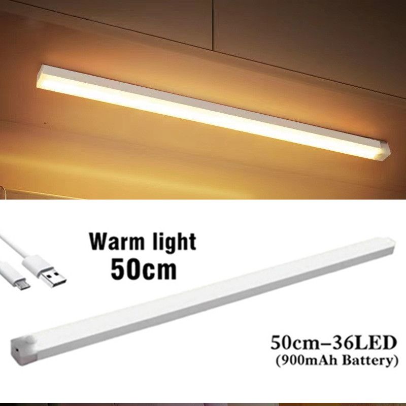 50CM LED Light Cabinet Light Rechargeable Motion Detector USB Night Light-Warm