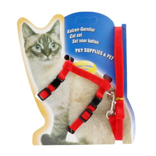 TD Cat Harness Leash Set - Red