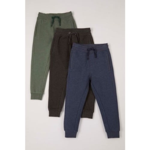 Morrisons Plain Boys Joggers - 3pcs- Multicolor