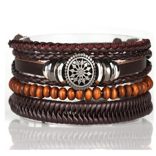 Men's Retro Metal Boat Rudder Bracelet-Set Of 4Pcs