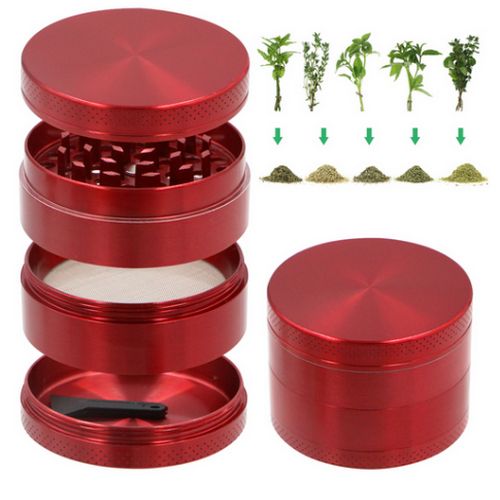 Medium Metal Herb Weed  TobbacoGrinder 4 Part  Crusher-Red