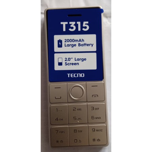 Tecno T315- 2.0 Display -  4MB ROM +4MB - Fm Loud Speaker -  Torchlight-  -2000mAh - Gold