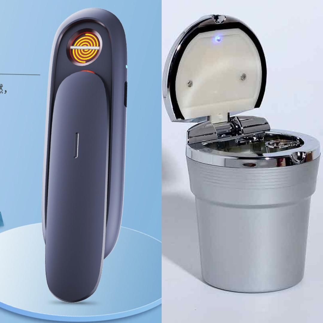 Ash Tray + Rechargeable Electric Windproof Cigarette Lighter