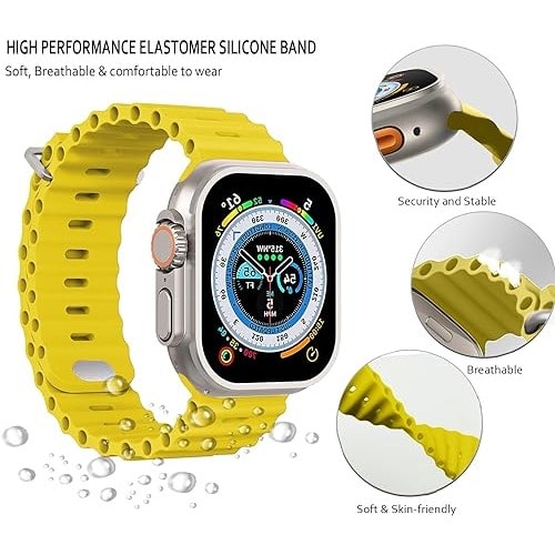 Ultra 2 Band 49 - 45 - 44 - 42mm Silicone Strap - Yellow