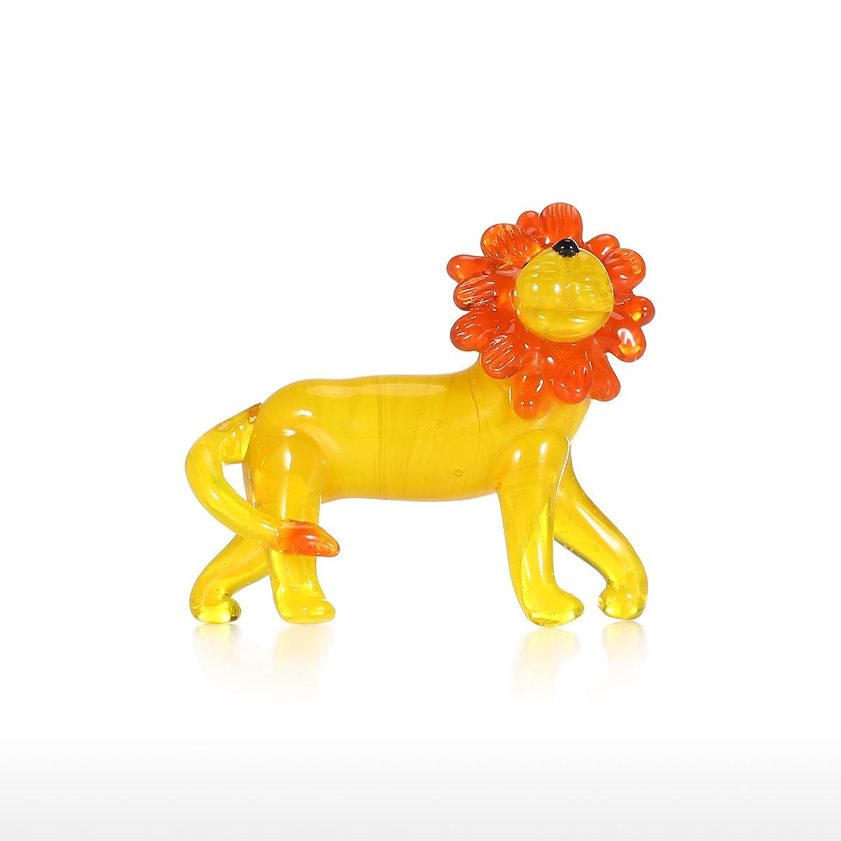 Little Lion Glass Ornament Animal Statue Figurine Hand Blown Glass Art Home Decor