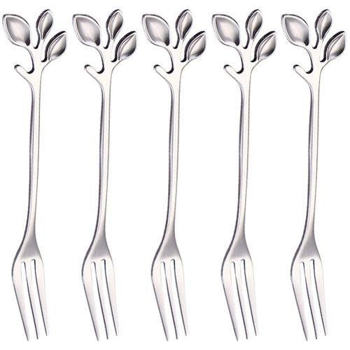 Stainless Steel Fork, Leaf-Shaped Handle Dessert Fork Fruit