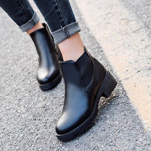 Womens Winter Ankle Boots Low Heels Fashion Autumn  Black 40