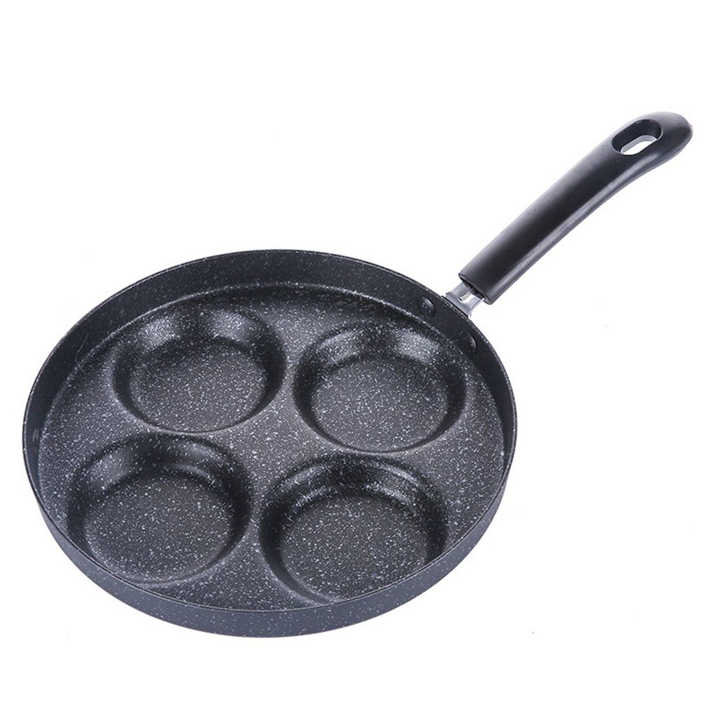 Non-stick Fried Egg Pan Household Mini Poached Egg Mold Four Holes Frying Pan-black