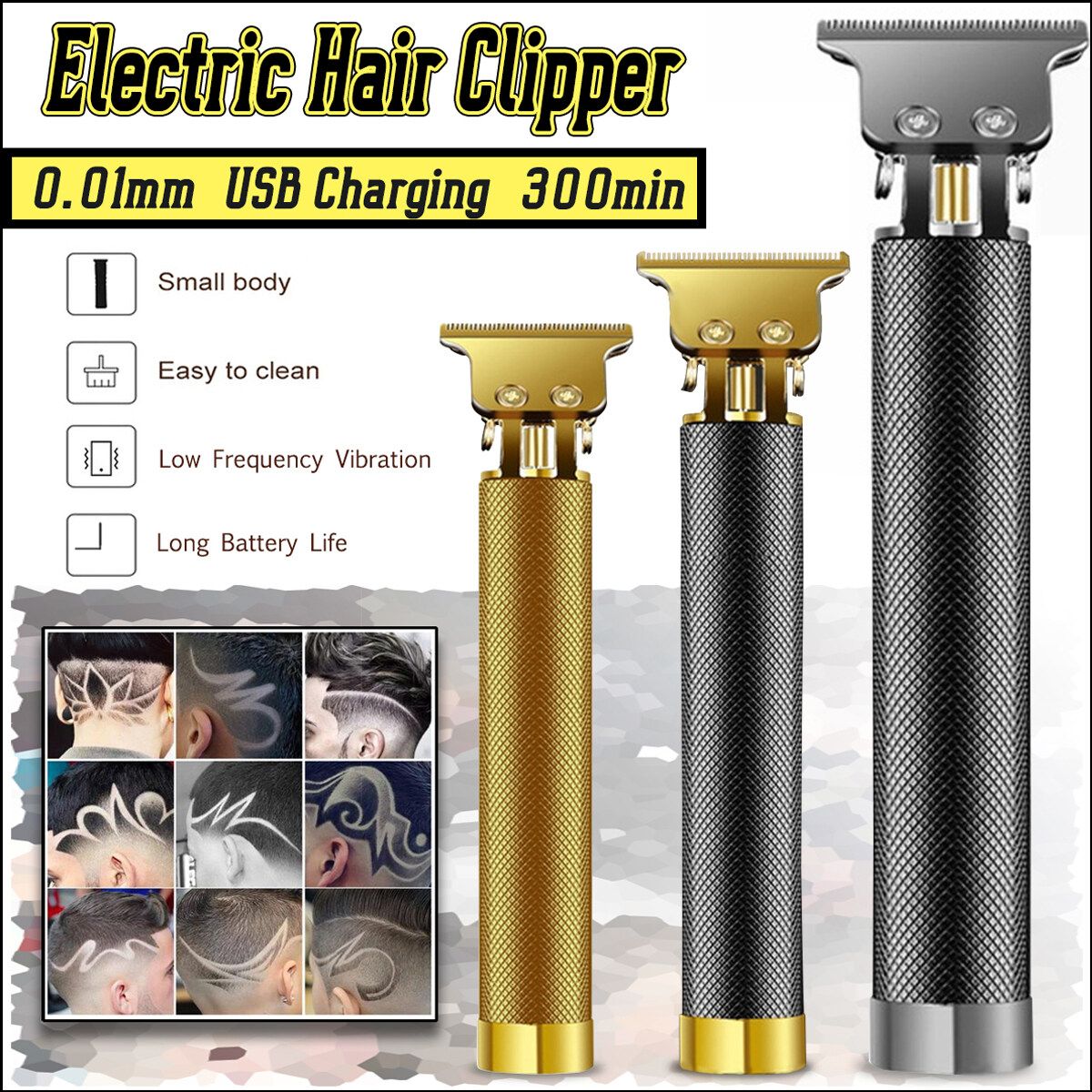 Professional Hair Clippers Rechargeable Hair Trimmer Cordless Grooming Kits T- Close Cut Gold