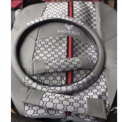 Car Seat Cover Fabric + Leather For Saloon Cars - Gray