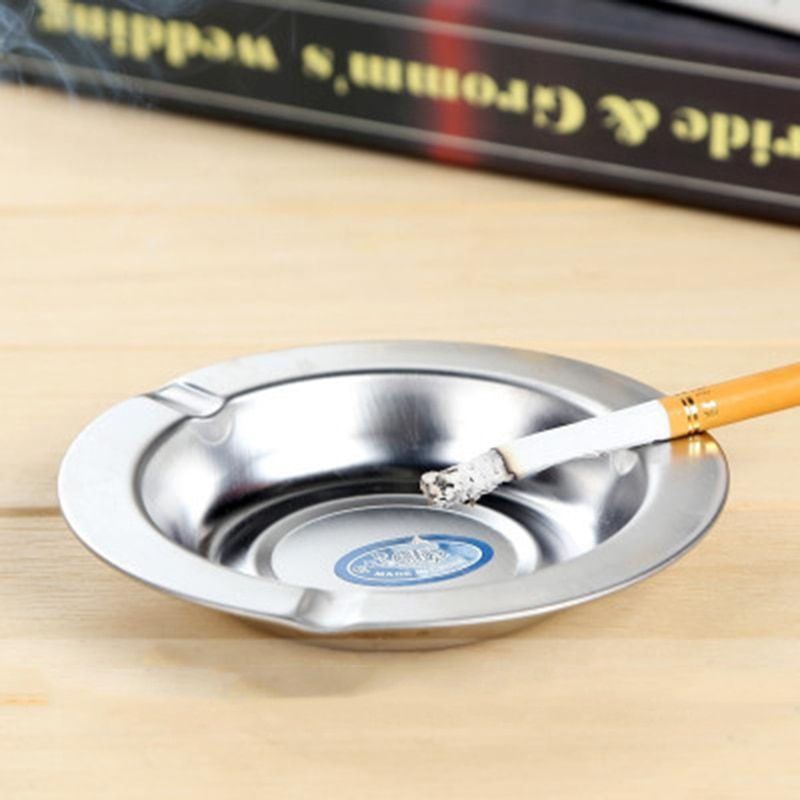 Portable Ash Tray Home Metal Ashtray Round Asbak Square Large Capacity Cigarette Aschenbecher Push Down Smoking