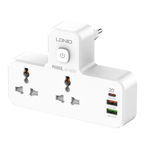 2 Ac Outlets + 3 Usb Ports Portable Extension Power Socket