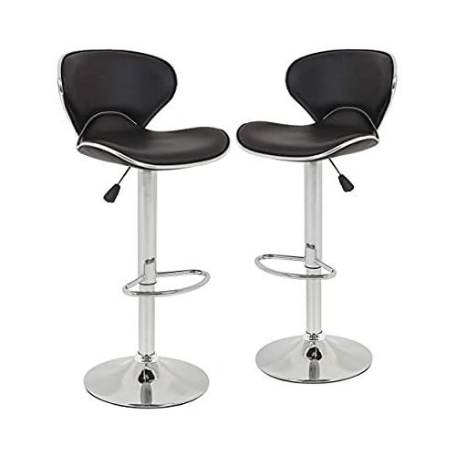 Love Shape Swivel 360&deg; Adjustable Bar Stool Set Of 2 Black