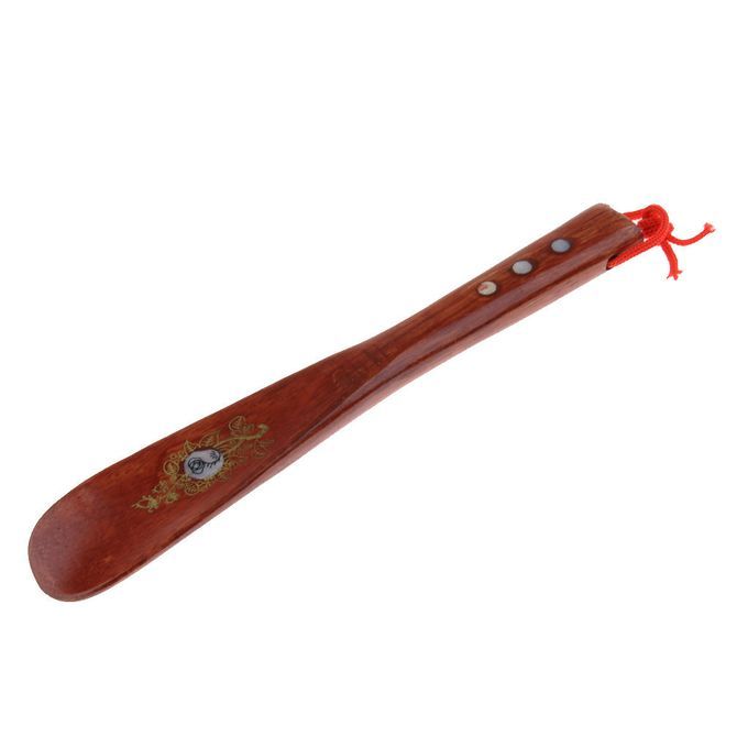 Practical Shoehorn Wood Handle Shoe Lifter Light Brown With Shell 22cm