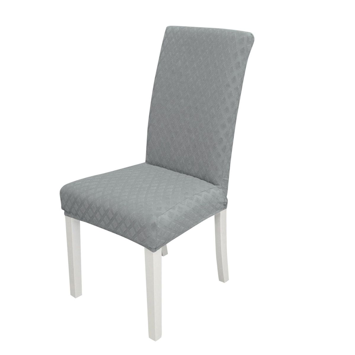 Dining Chair Slipcover, High Stretch Removable Chair Cover Washable Chair Seat Protector Cover, Jacquard Rhombus, Chair Cover Slipcover for Home Party Hotel Wedding Ceremony, Grey