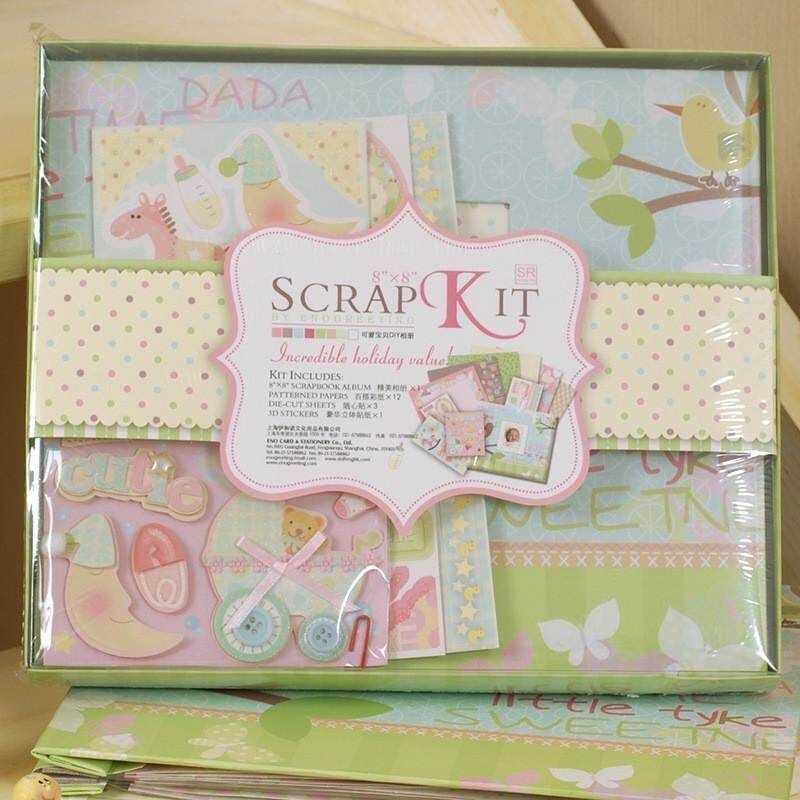 New Arrivals New Born Baby Theme Diy Photo Album Set With Scrapbooking Paper And 3D Stickers Gift Kit 2.0