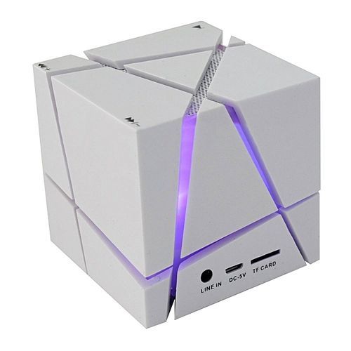 Portable Bluetooth Speaker Led Light Cube Speakers With Fm Radio 30 Build-in Microphone (White) HT-S