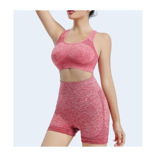 Workout Sets For Women - Short Pant - Sport Bra -Red