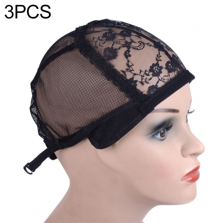 3 PCS Elastic Hair Net Cap Lace Mesh Bottom Cover