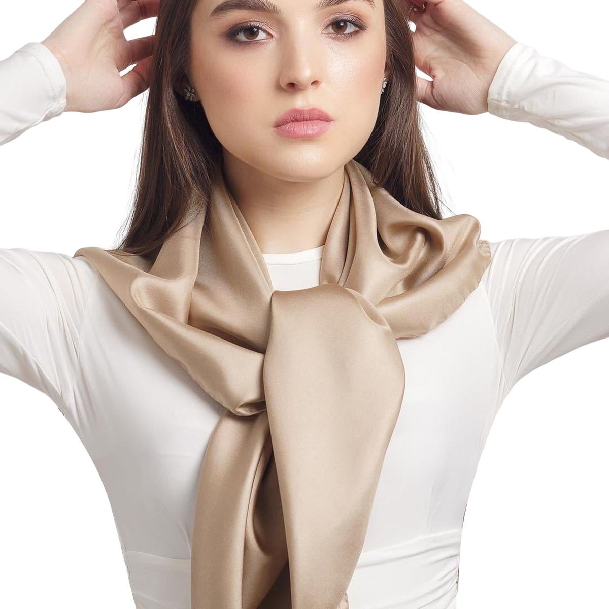 Women Head Wrap Vivid Color Wear Resistant Washable-Khaki