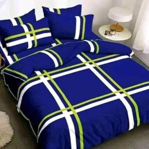 Blue Checked Duvet Bedding Sets - A Duvet, 4 Pillow Cases & BedSheet