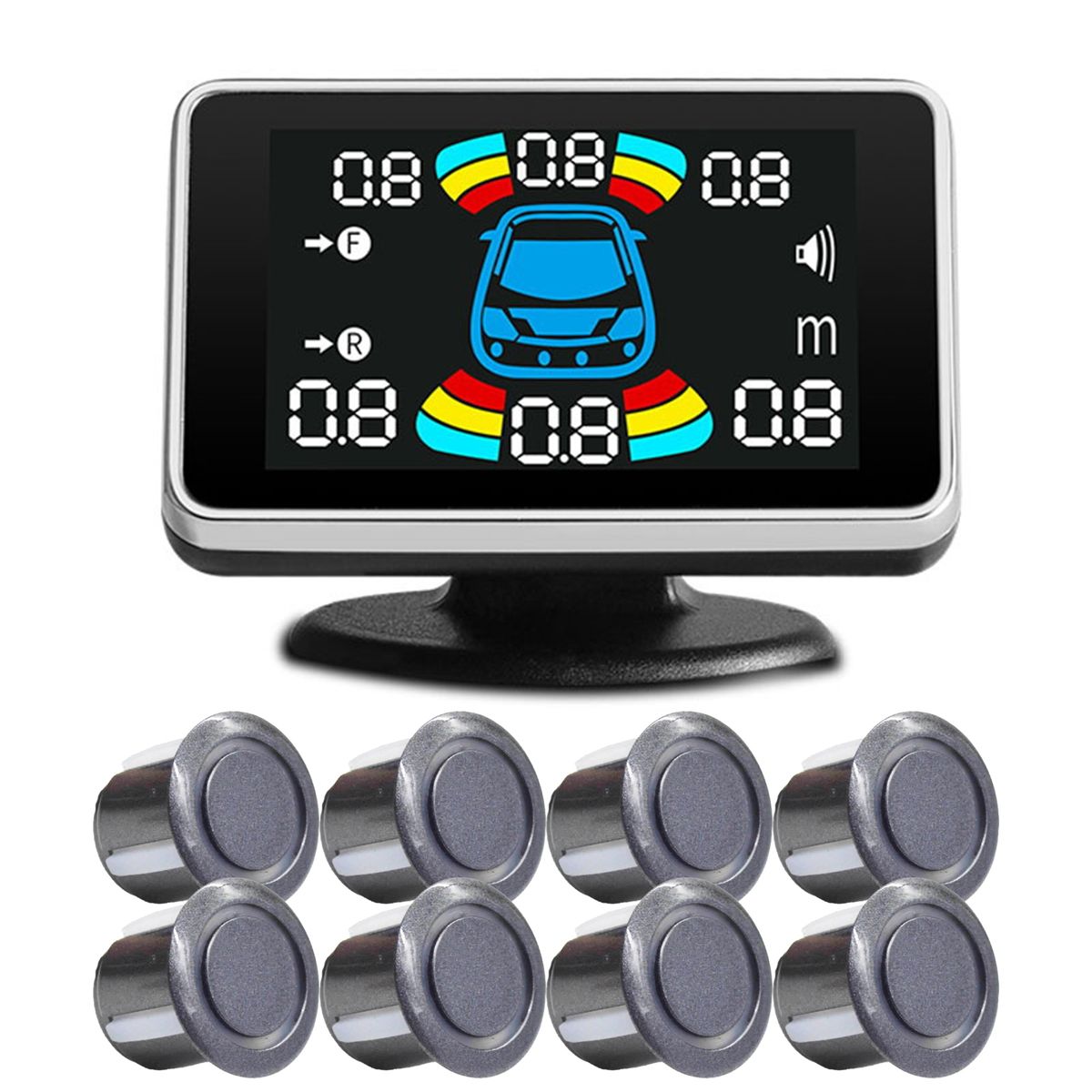 1 Set Car Reversing Radars High Sensitivity Grey