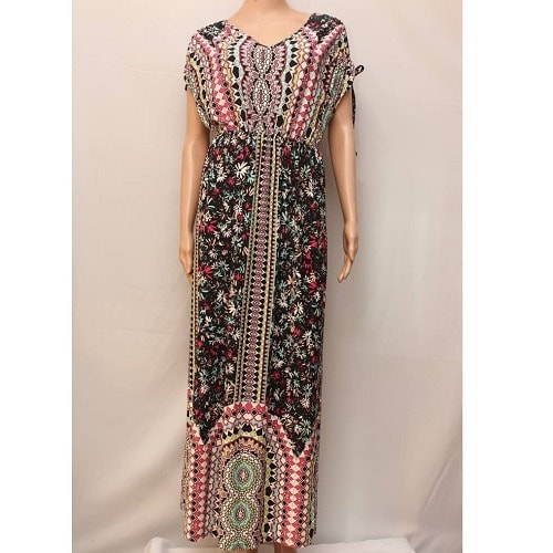 Cold Shoulder Border Print Jersey Maxi Dress