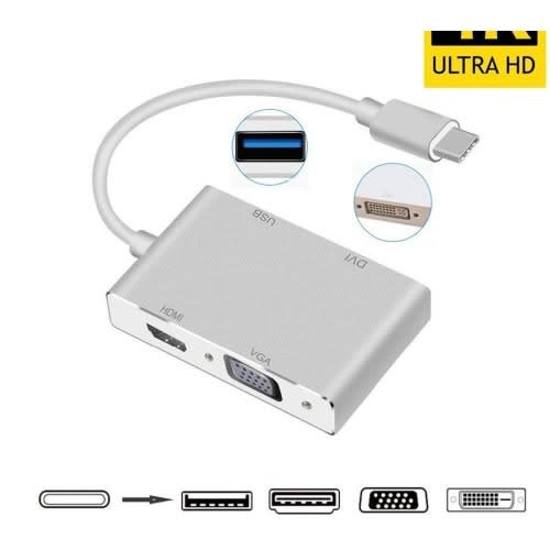 Type C To Hdmi + Vga + Usb And Dvi Adapter Converter