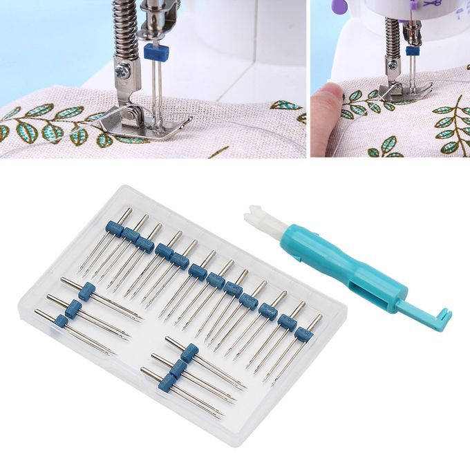 18x Twin Needles Pins With Storage Box Home Knitting Sewing Threader