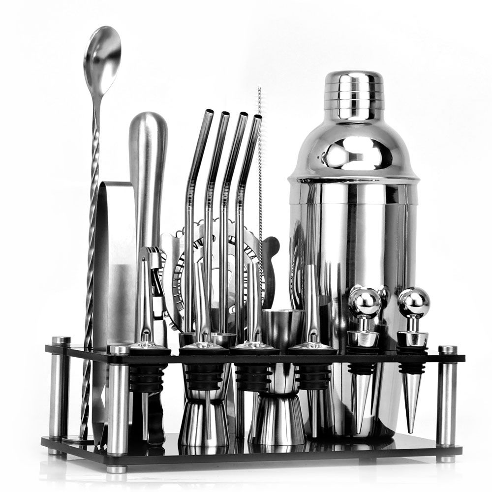 20pcs Cocktail Set Boston Shaker Mixer Stainless Drink Home