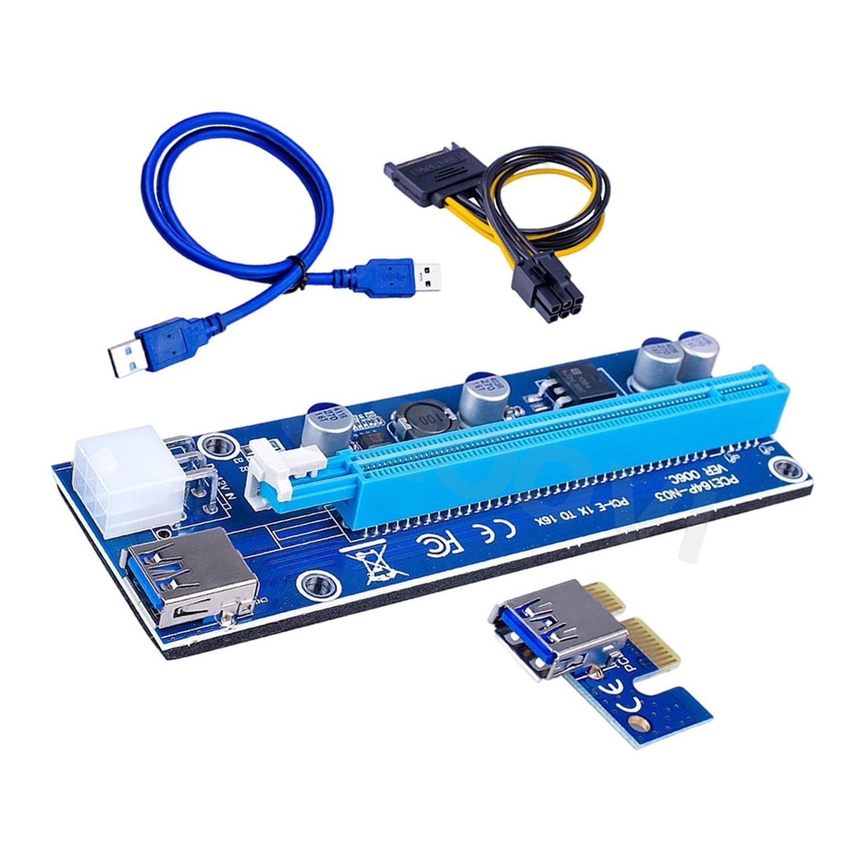 VER006S -E Riser Card  1X To 16X USB 3.0 For Bitcoin Miner 6pin