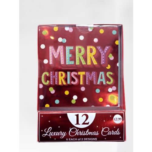 Bright Christmas Cards In Acetate Box 12's - 1